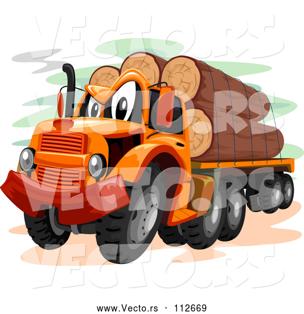 Vector of Cartoon Logging Truck