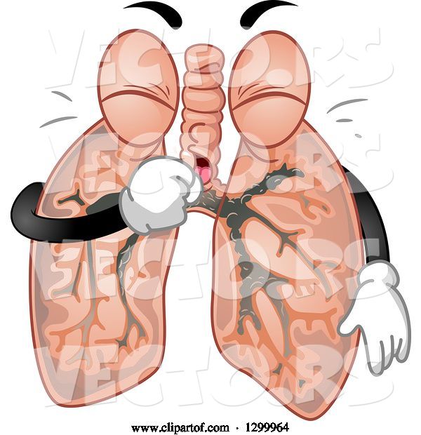 Vector of Cartoon Lungs Character Coughing