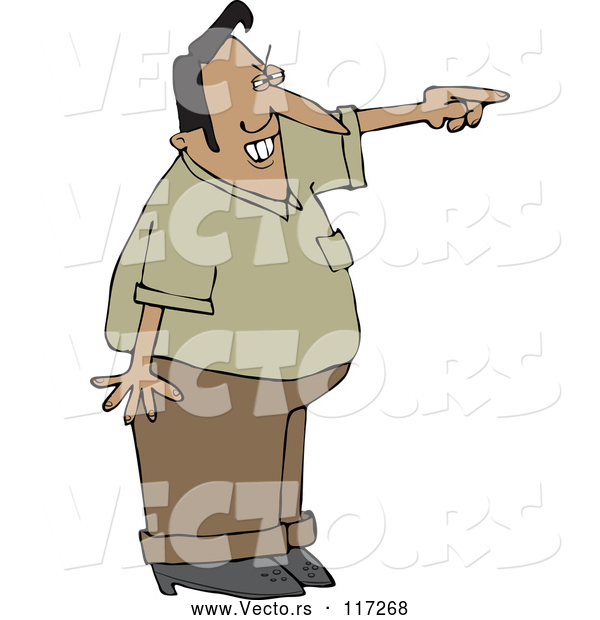 Vector of Cartoon Mad Indian Guy Pointing