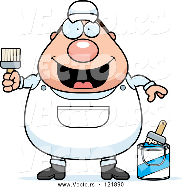 Vector of Cartoon Male House Painter Worker
