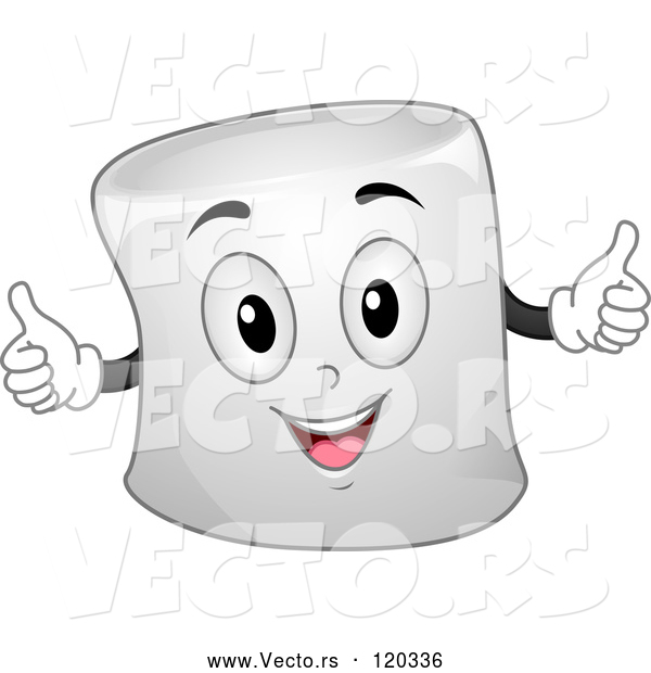 Vector of Cartoon Marshmallow Mascot Holding Two Thumbs up