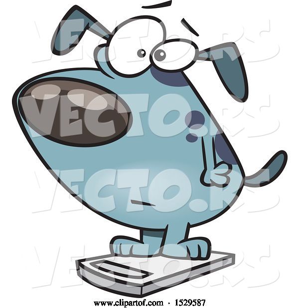 Vector of Cartoon Obese Dog on a Scale