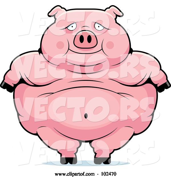Vector of Cartoon Obese Pig Standing