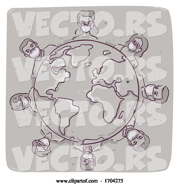 Vector of Cartoon Pandemic Global Health Threat Illustration