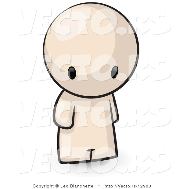 Vector of Cartoon Person Standing and Looking Downwards Towards the Ground