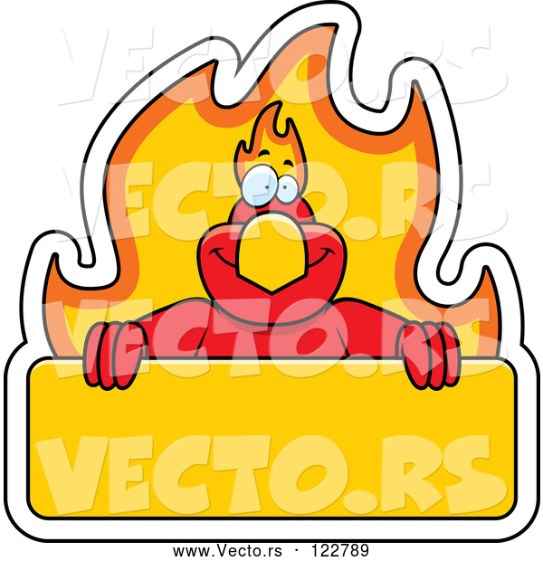 Vector of Cartoon Phoenix Bird with a Flaming a Sign