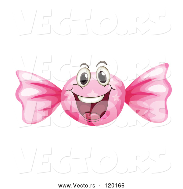 Vector of Cartoon Pink Hard Candy Mascot
