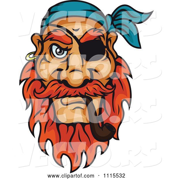 Vector of Cartoon Pirate Smoking a Tobacco Pipe