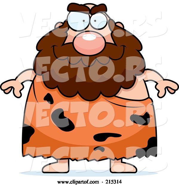 Vector of Cartoon Plump Caveman with a Beard