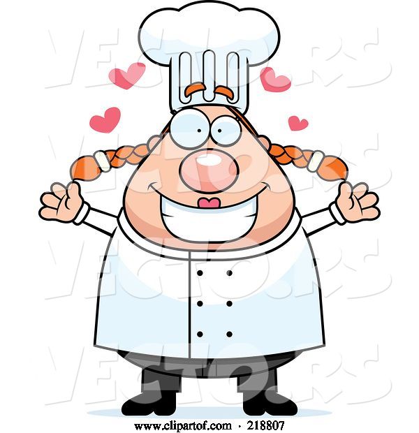 Vector of Cartoon Plump Female Chef Ready for a Hug