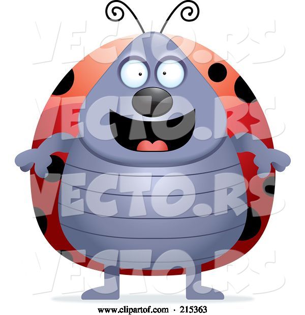 Vector of Cartoon Plump Ladybug Standing on Its Hind Legs