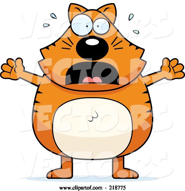 Vector of Cartoon Plump Orange Cat Stressing