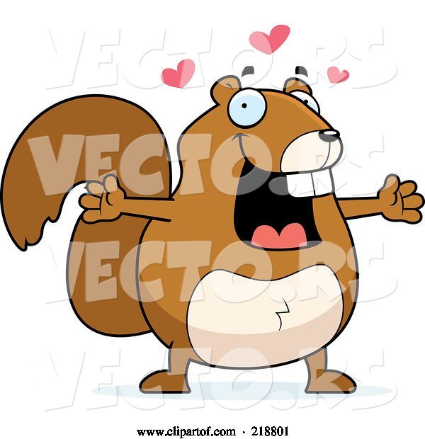 Vector of Cartoon Plump Squirrel with Open Arms