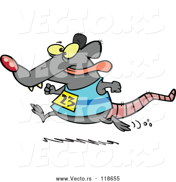 Vector of Cartoon Rat Running a Race