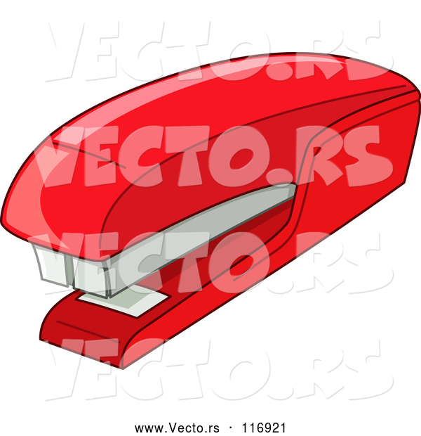 Vector of Cartoon Red Stapler