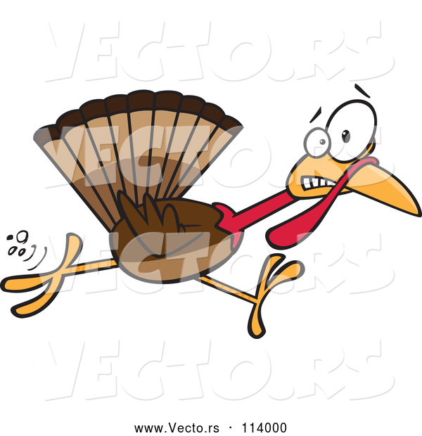 Vector of Cartoon Scared Thanksgiving Turkey Bird Running