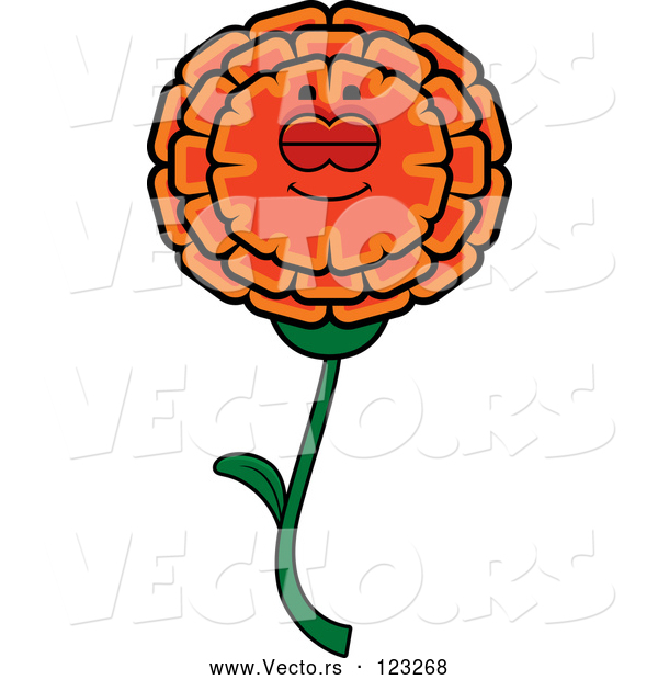 Vector of Cartoon Sleeping Marigold Flower Character