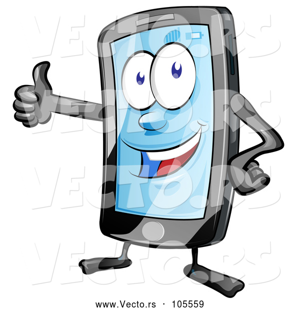 Vector of Cartoon Smart Phone Mascot Giving a Thumb up