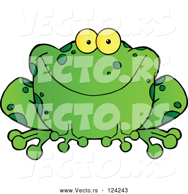 Vector of Cartoon Speckled Green Frog Smiling