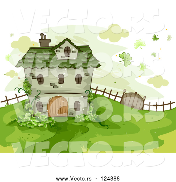 Vector of Cartoon St. Patrick's House on a Hill