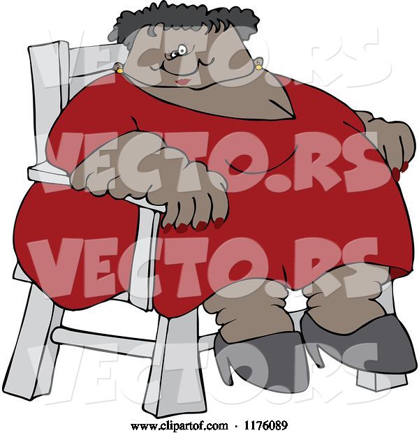 Vector of Cartoon Super Fat Black Woman Sitting in a Chair