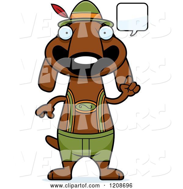 Vector of Cartoon Talking Skinny German Oktoberfest Dachshund Dog Wearing Lederhosen