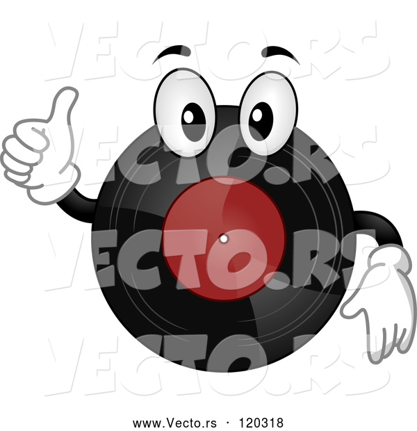 Vector of Cartoon Vinyl Record Mascot Holding a Thumb up
