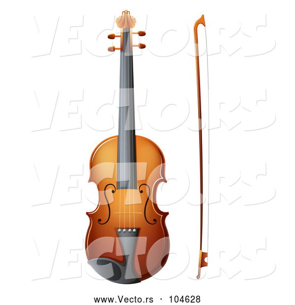 Vector of Cartoon Violin and Bow