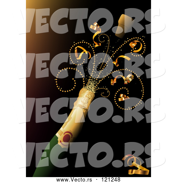 Vector of Champagne Bottle with Ribbons