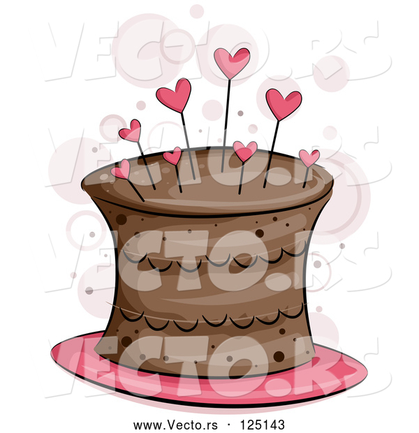 Vector of Chocolate Cake with Heart Pins