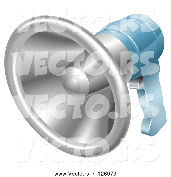 Vector of Chrome and Blue Hand Held Megaphone