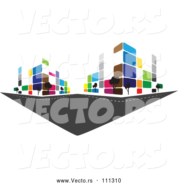 Vector of City with Colorful Urban Buildings