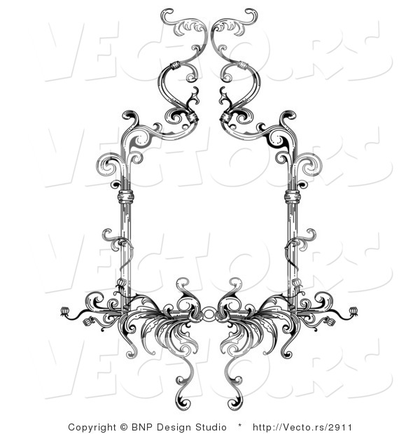 Vector of Classic Black and White Floral Border Design