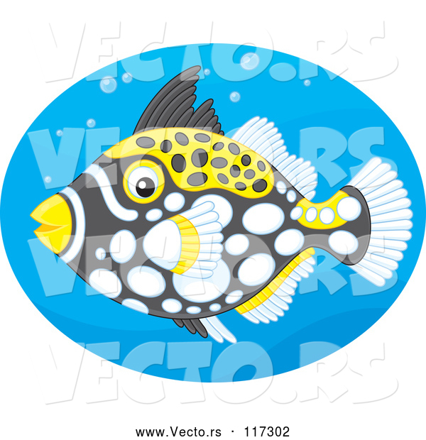 Vector of Clown Triggerfish in a Blue Oval