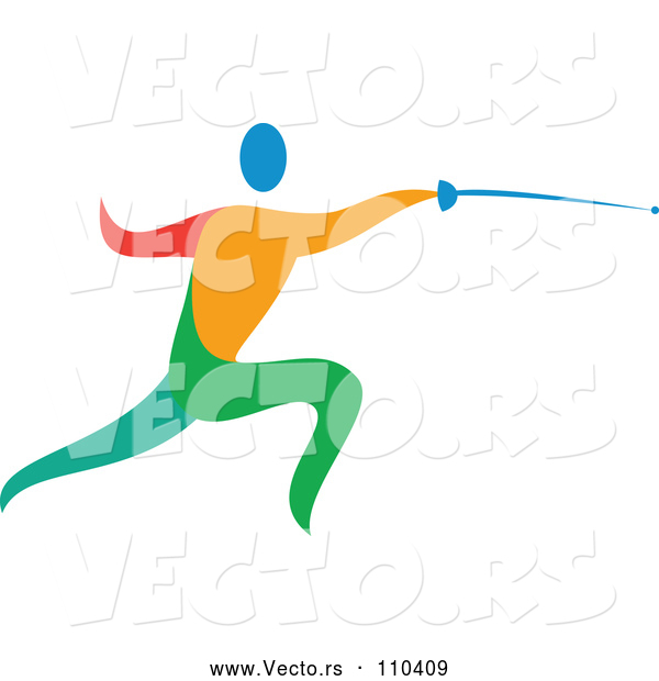 Vector of Colorful Athlete Fencing
