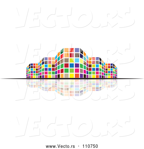 Vector of Colorful City Building and Reflection