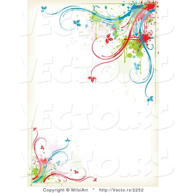 Vector of Colorful Floral Vines Border Background Design