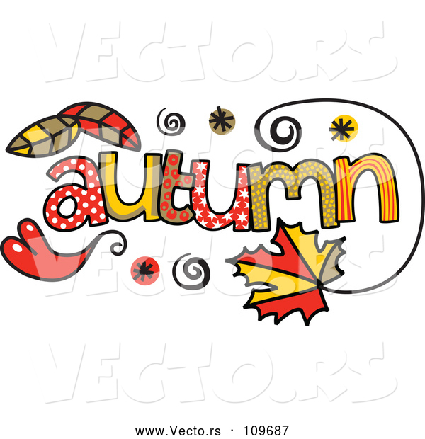 Vector of Colorful Sketched Autumn Season Word Art