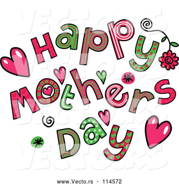 Vector of Colorful Sketched Happy Mothers Day Text