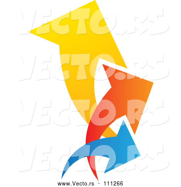 Vector of Colorful Trio Logo of Arrows Pointing up and to the Right
