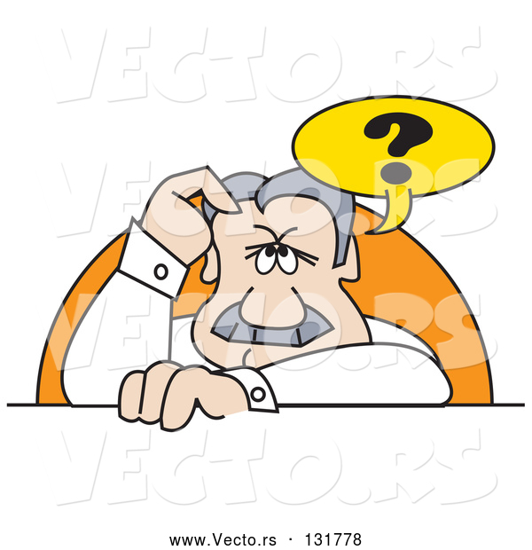 Vector of Confused Man Scratching His Forehead