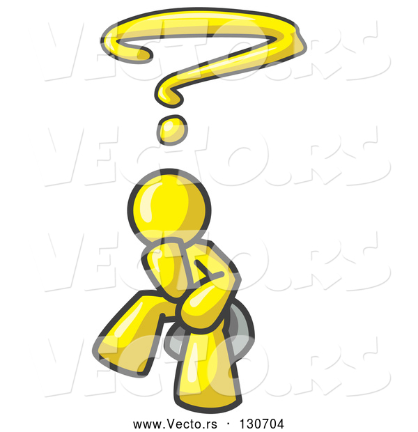 Vector of Confused Yellow Businessman with a Questionmark over His Head