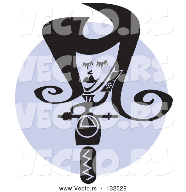 Vector of Cool Silhouetted Lady Riding a Scooter and Talking on a Cellphone