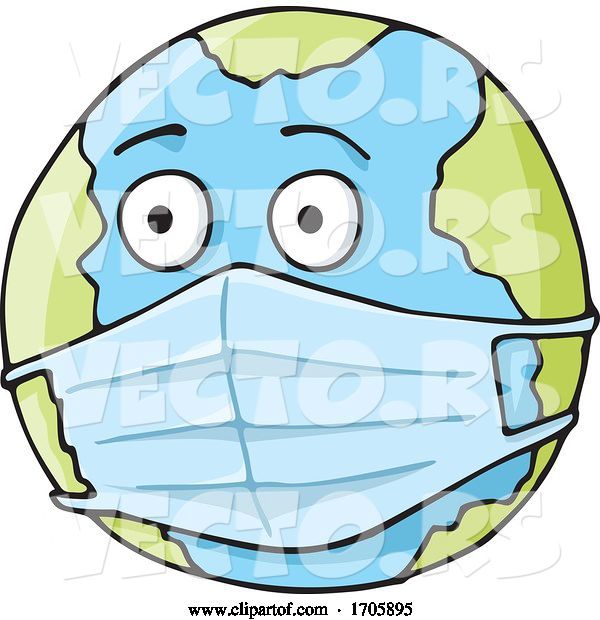 Vector of Coronavirus Covid 19 Planet Earth Wearing a Surgical Mask