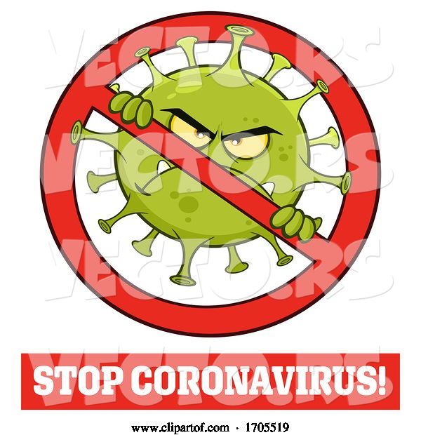 Vector of Coronavirus Mascot Character in a Prohibited Symbol