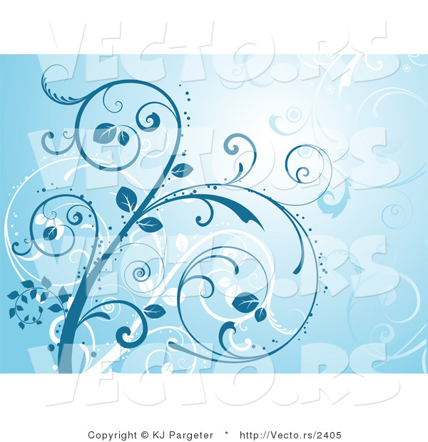 Vector of Curling Blue and White Vines