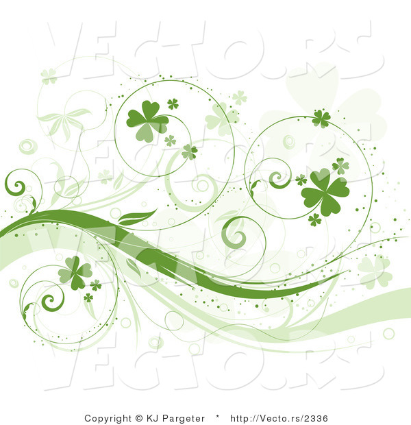 Vector of Curly Green Vines with Shamrocks - Background Design Element