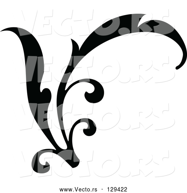 Vector of Curving Black Branch Scroll