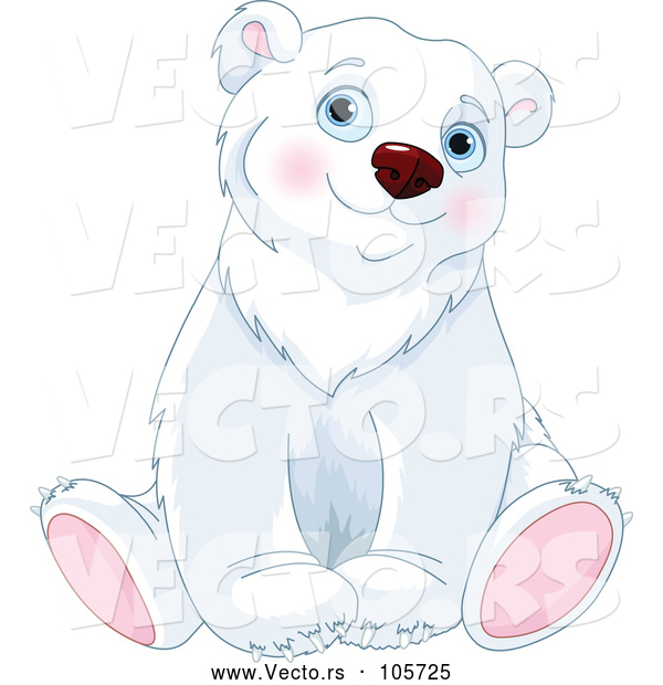 Vector of Cute Adorable Sitting Polar Bear
