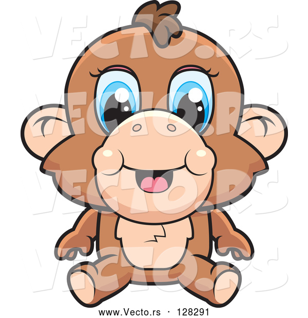 Vector of Cute Baby Monkey with Blue Eyes